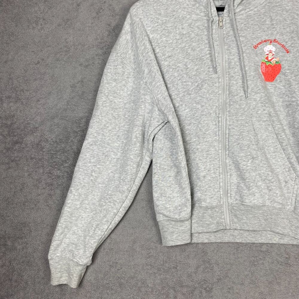 Strawberry Shortcake Hoodie Women Large Gray Graphic Full Zip Long Sleeve Active - Picture 5 of 16